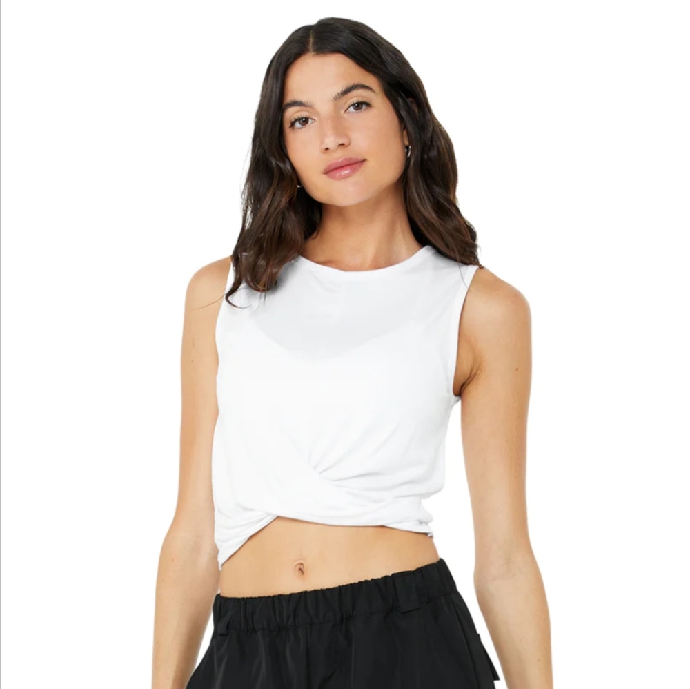 Alo Yoga, white cropped 'Cover Tank', Size Small, great condition